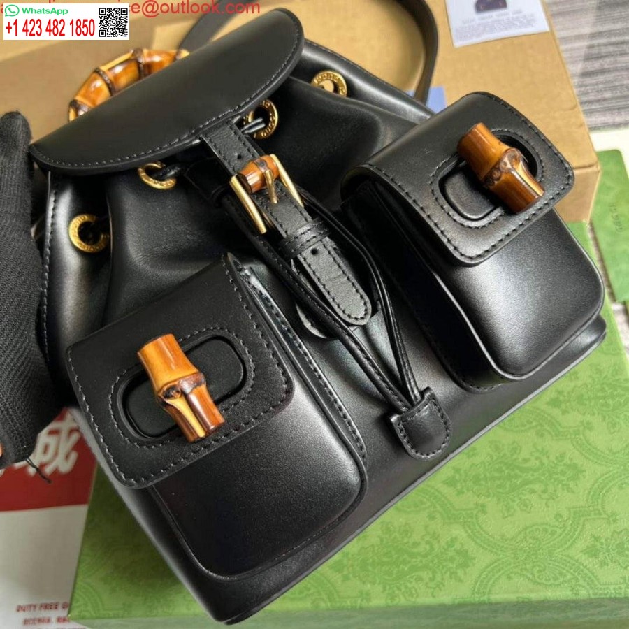 Replica Gucci 702101 Bamboe Rugzak Zwart