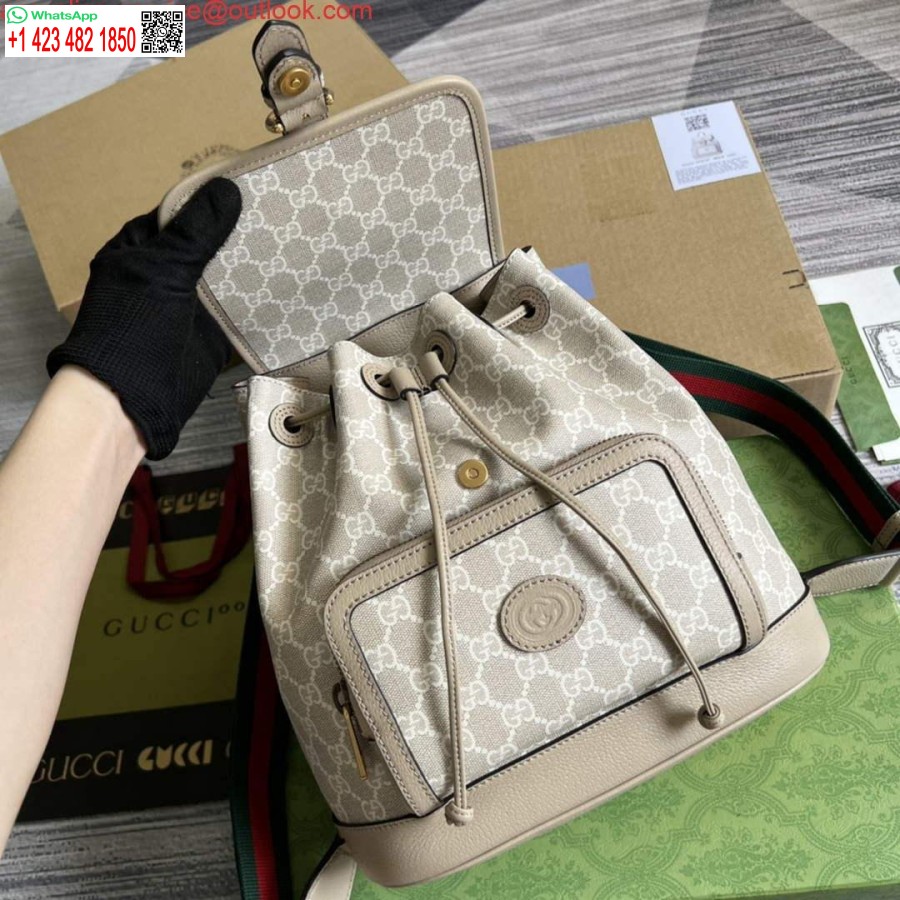 реплика Gucci 674147 раница с преплитане G бежово и бяло