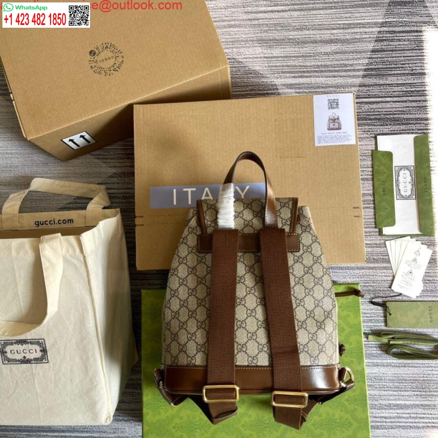 Zaino Replica Gucci 674147 Con G Intrecciate Beige Ed Ebano