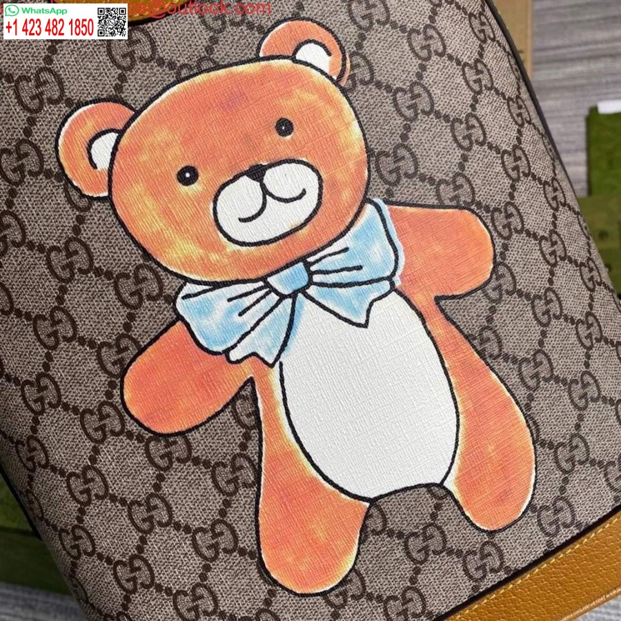 Replica Gucci 647816 Kai X Gucci Meškiuko Atspaudo Kuprinė Geltona