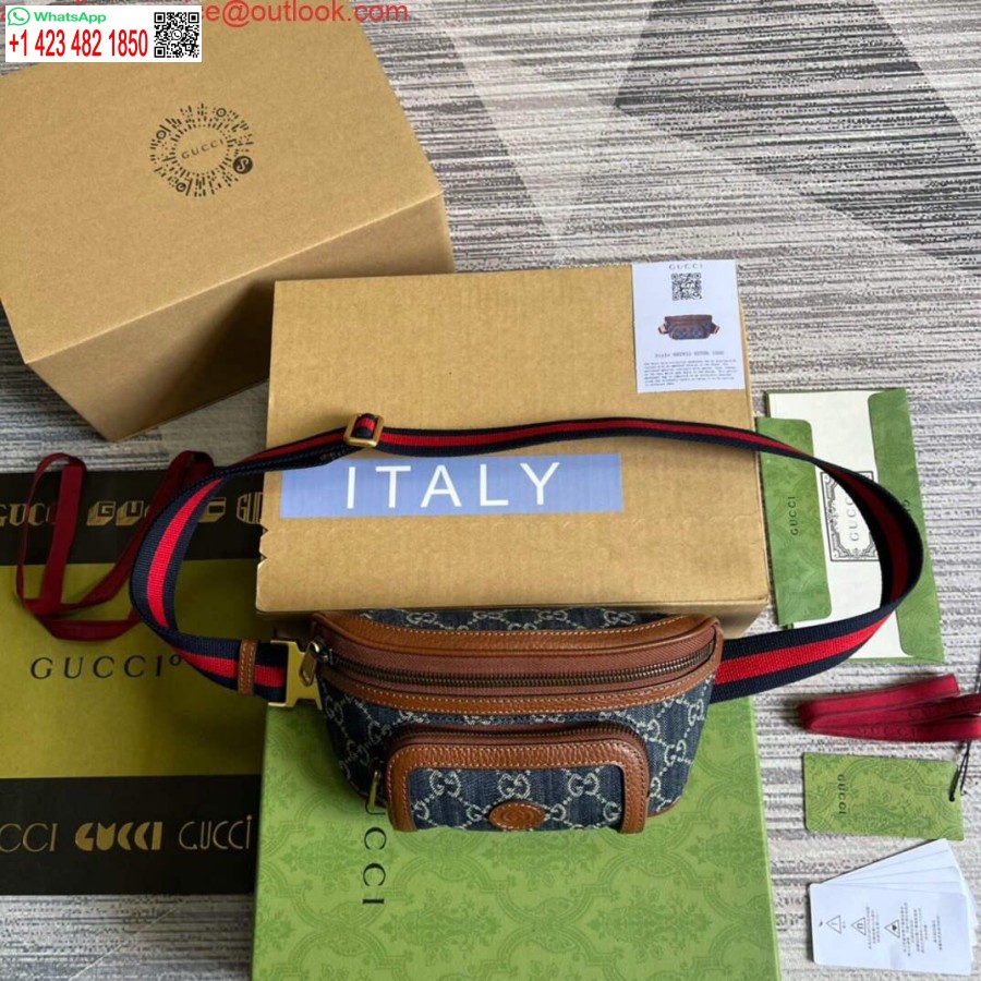 Replica Gucci 682933 Marsupio Con G Intrecciate Blu E Avorio