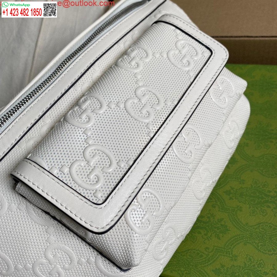 Replik Gucci 645093 Gürteltasche Mit GG-Prägung, Weißes Leder Mit GG-Prägung