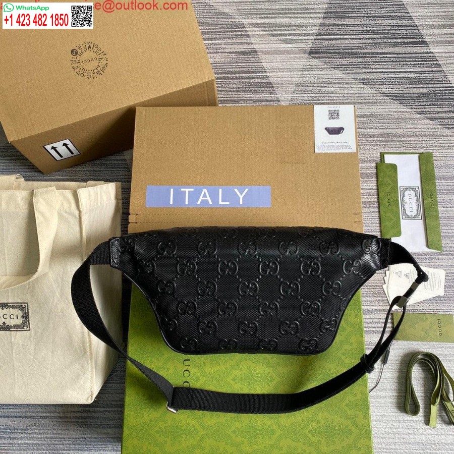 Replika Gucci 645093 Gg Reljefna Torba Za Remen Crna Gg Reljefna Koža