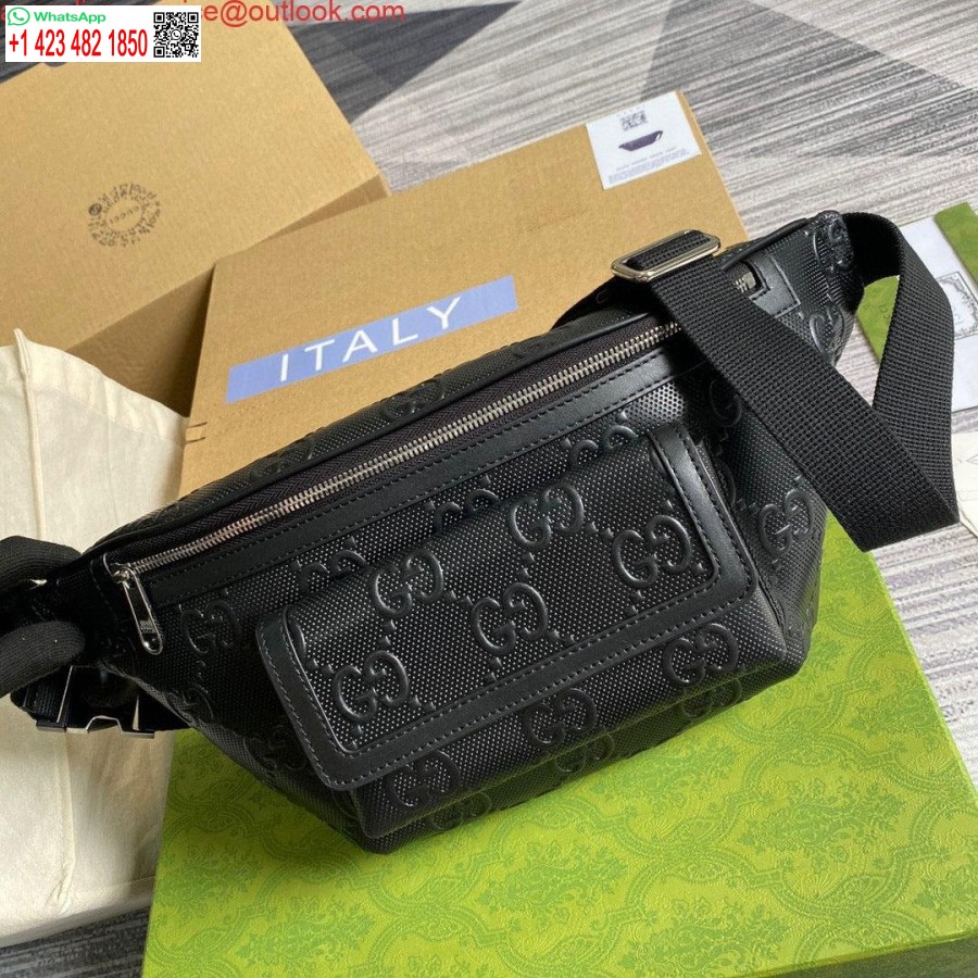 Replika Gucci 645093 Gg Reljefna Torba Za Remen Crna Gg Reljefna Koža