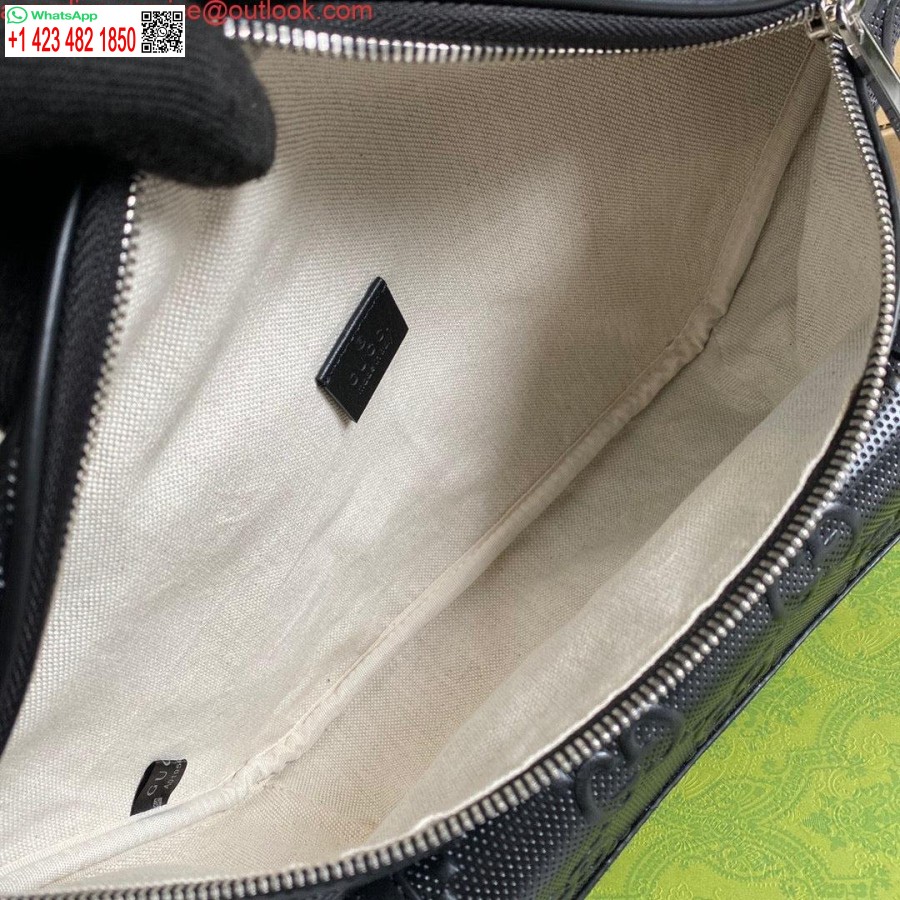Replika Gucci 645093 Gg Reljefna Torba Za Remen Crna Gg Reljefna Koža