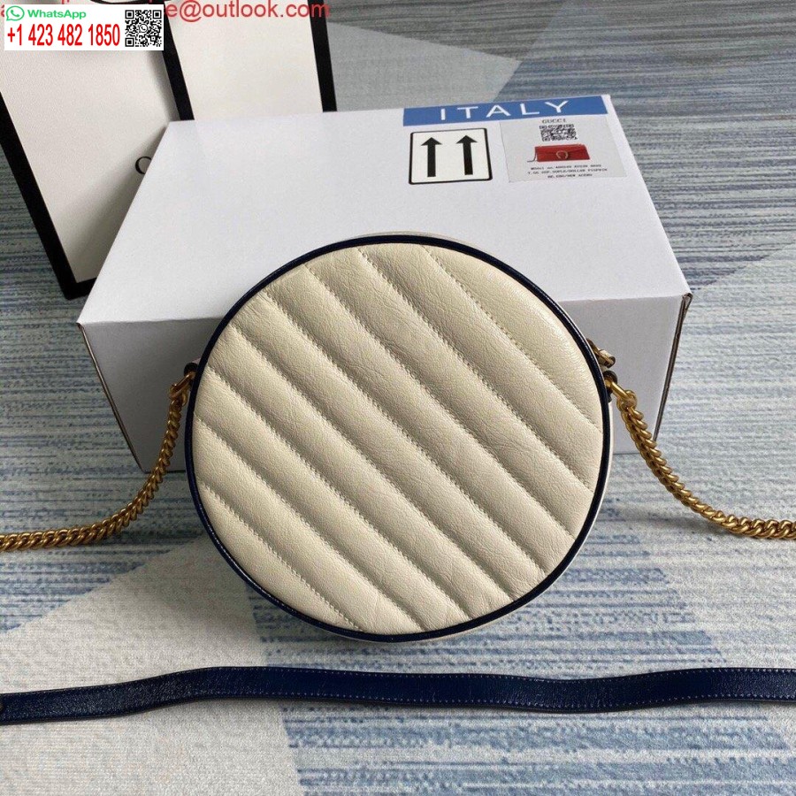 Replik Gucci 550154 GG Marmont Mini Runde Umhängetasche Weiß