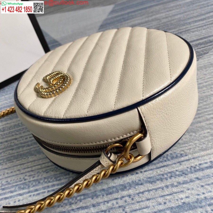 Replik Gucci 550154 GG Marmont Mini Runde Umhängetasche Weiß