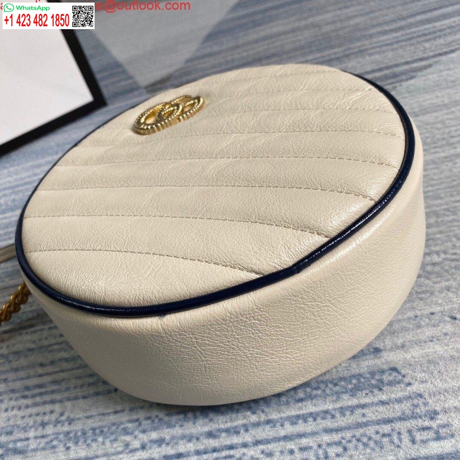 Replik Gucci 550154 GG Marmont Mini Runde Umhängetasche Weiß