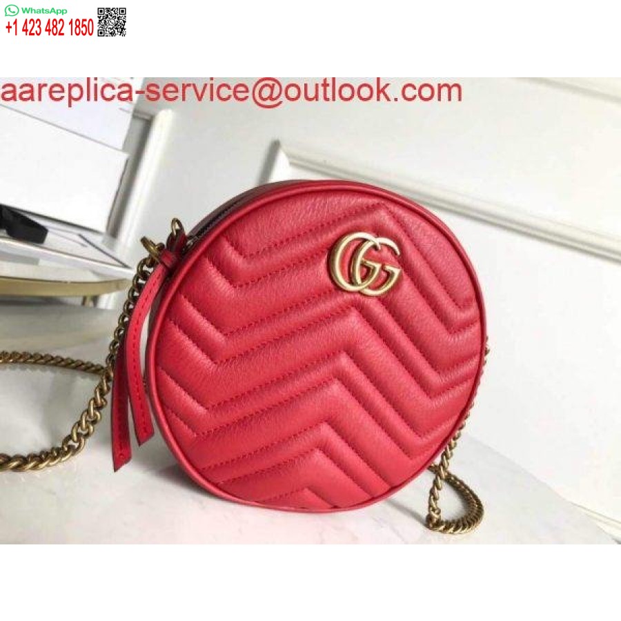 Replica Gucci 550154 Gg Marmont Mini Borsa A Tracolla Rotonda Rossa