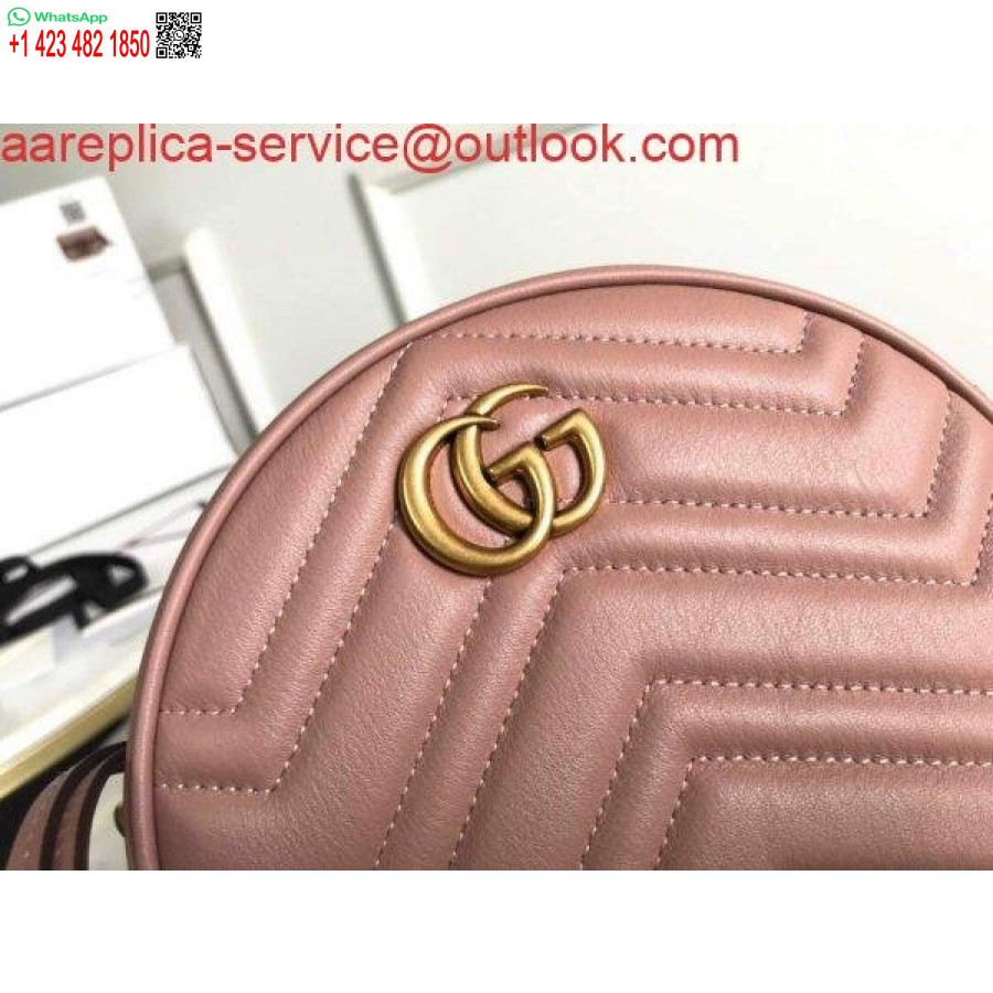 Replik Gucci 550154 GG Marmont Mini Runde Umhängetasche Hellrosa