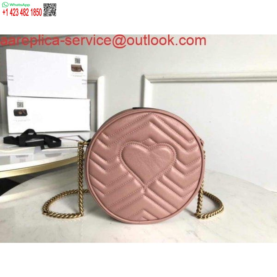 Replik Gucci 550154 GG Marmont Mini Runde Umhängetasche Hellrosa
