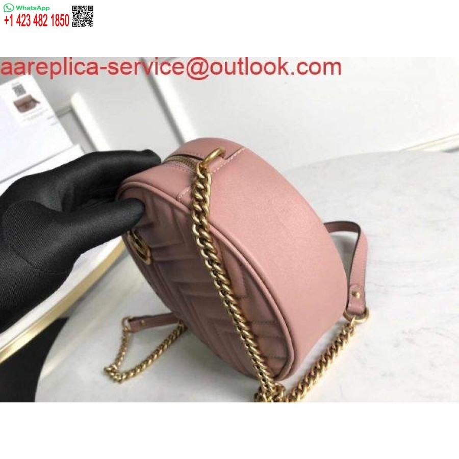 Replik Gucci 550154 GG Marmont Mini Runde Umhängetasche Hellrosa