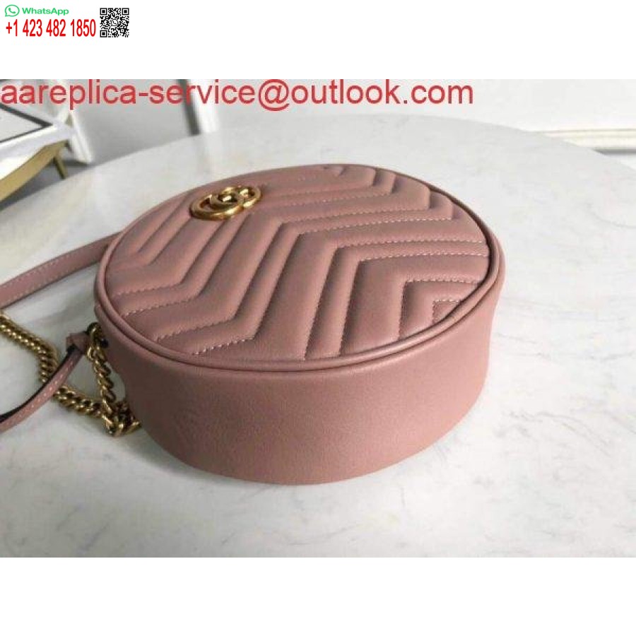 Replik Gucci 550154 GG Marmont Mini Runde Umhängetasche Hellrosa