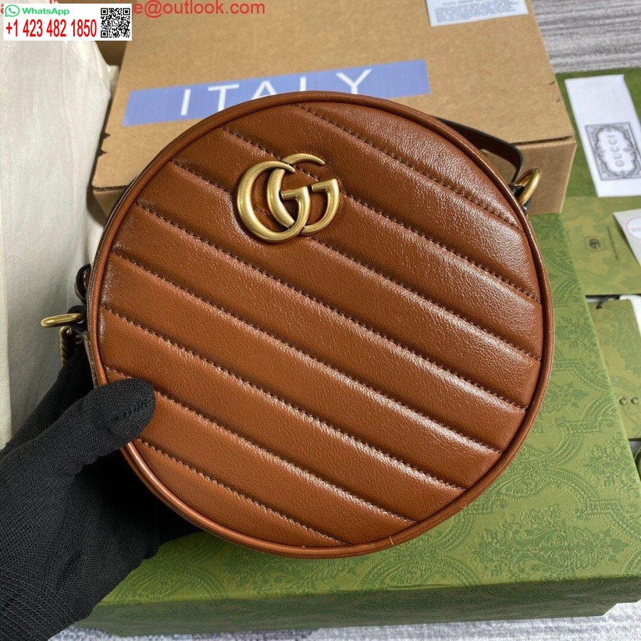 Replika Gucci 550154 Gg Marmont Mini Rund Skuldertaske Brun