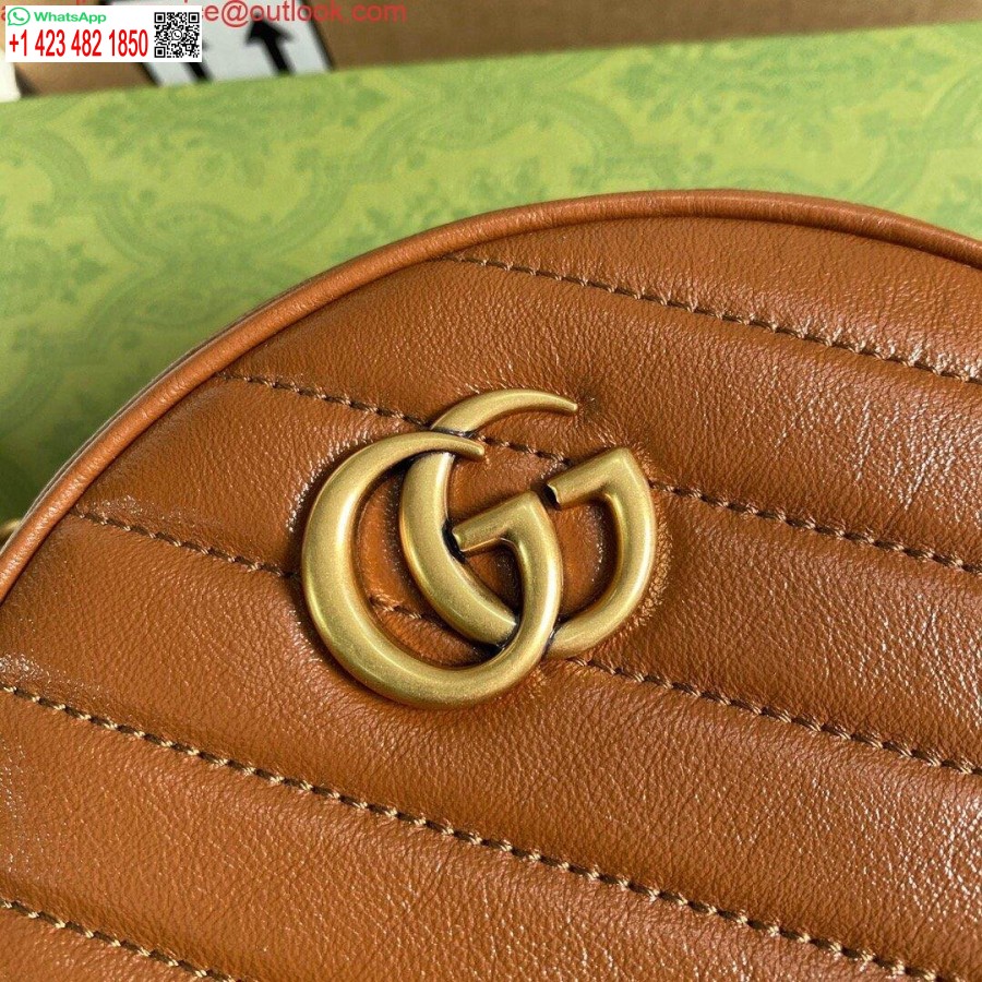 Replika Gucci 550154 Gg Marmont Mini Rund Skuldertaske Brun