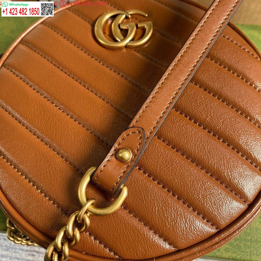 Replika Gucci 550154 Gg Marmont Mini Rund Skuldertaske Brun