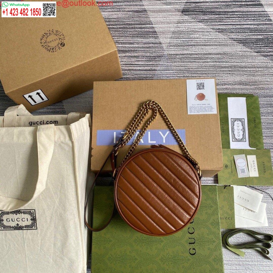 Replica Gucci 550154 Gg Marmont Mini Borsa A Tracolla Rotonda Marrone