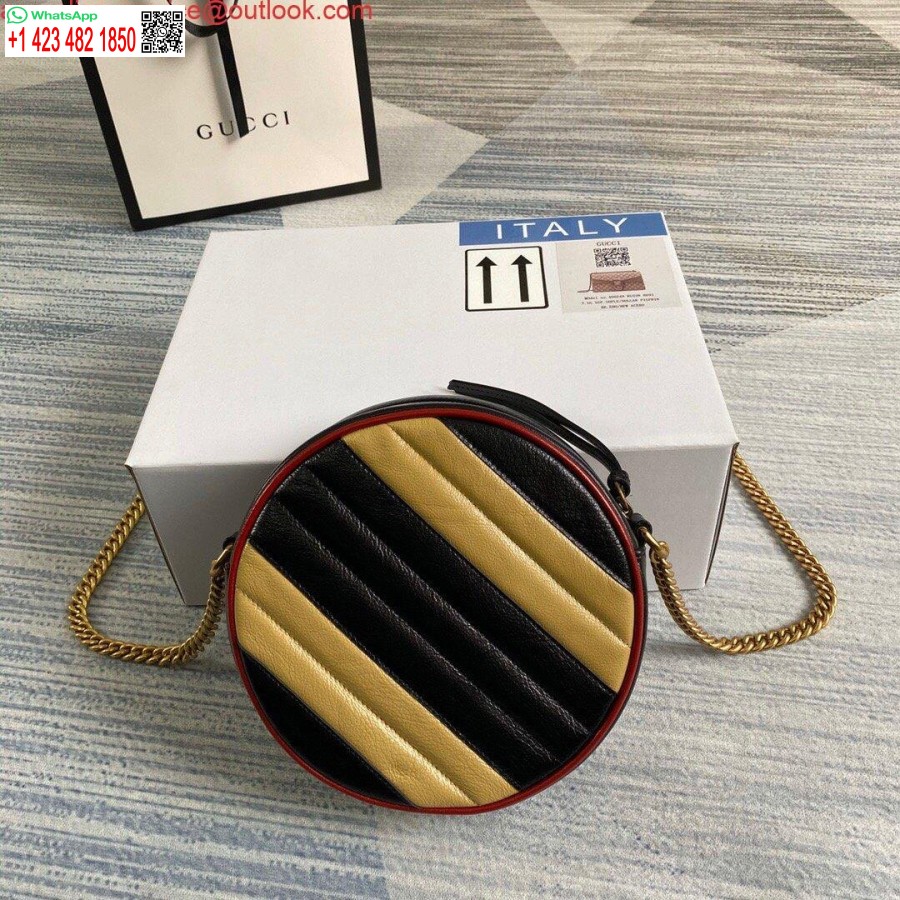 Replica Gucci 550154 Gg Marmont Mini ümmargune õlakott Must Kollane
