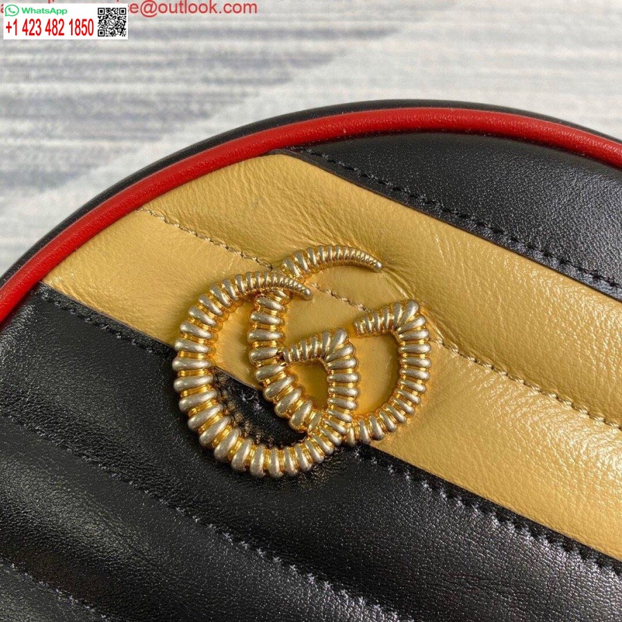 Replica Gucci 550154 Gg Marmont Mini ümmargune õlakott Must Kollane