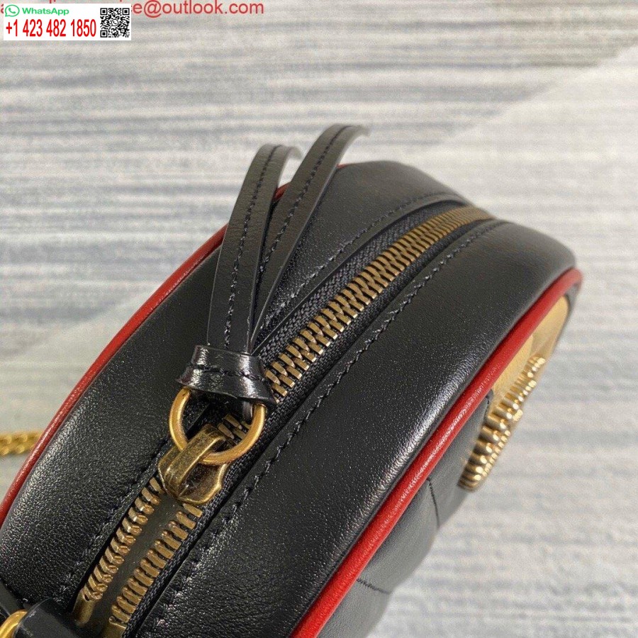 Replica Gucci 550154 Gg Marmont Mini ümmargune õlakott Must Kollane