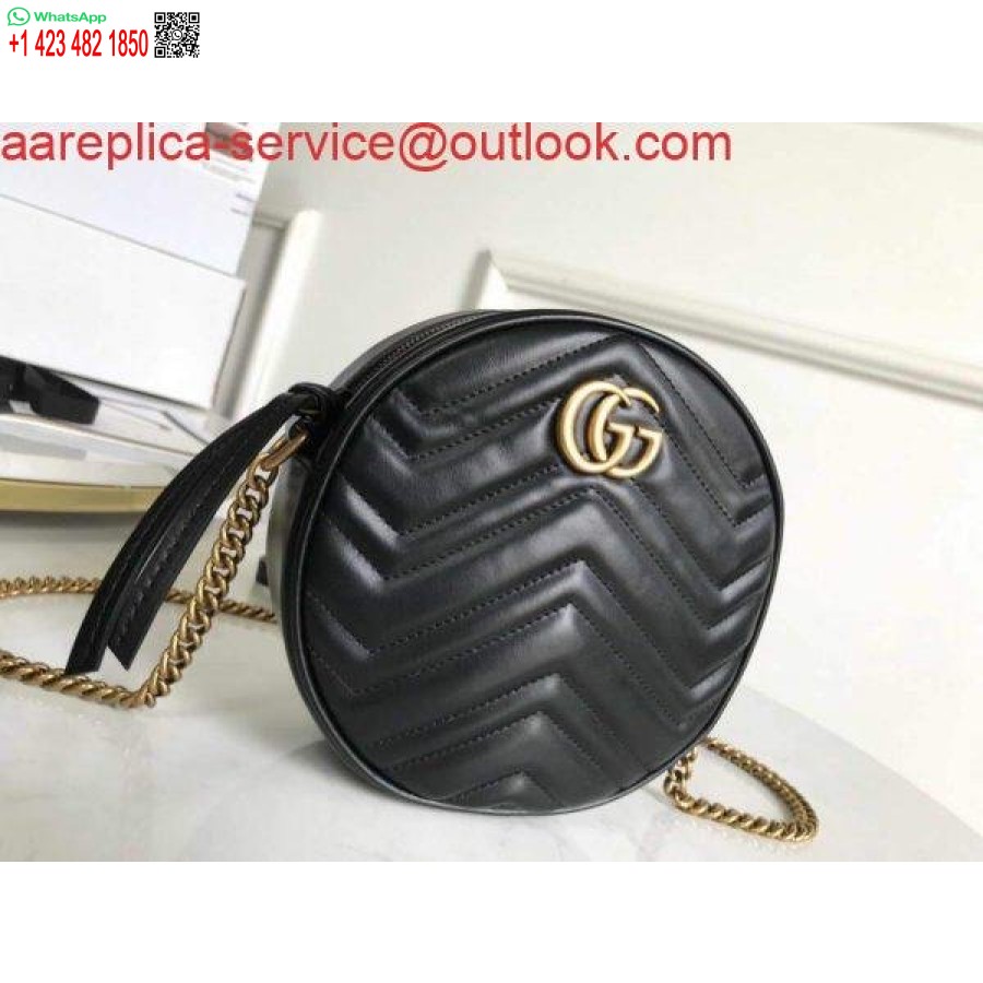 Replica Gucci 550154 Gg Marmont Mini Rund Skuldertaske Sort