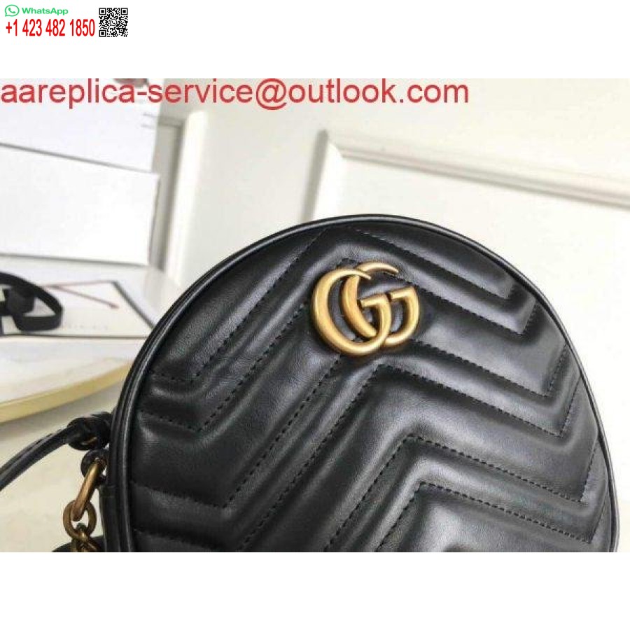 Replica Gucci 550154 Gg Marmont Mini Rund Skuldertaske Sort