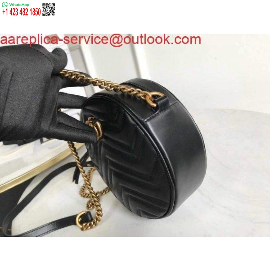 Replica Gucci 550154 Gg Marmont Mini Rund Skuldertaske Sort