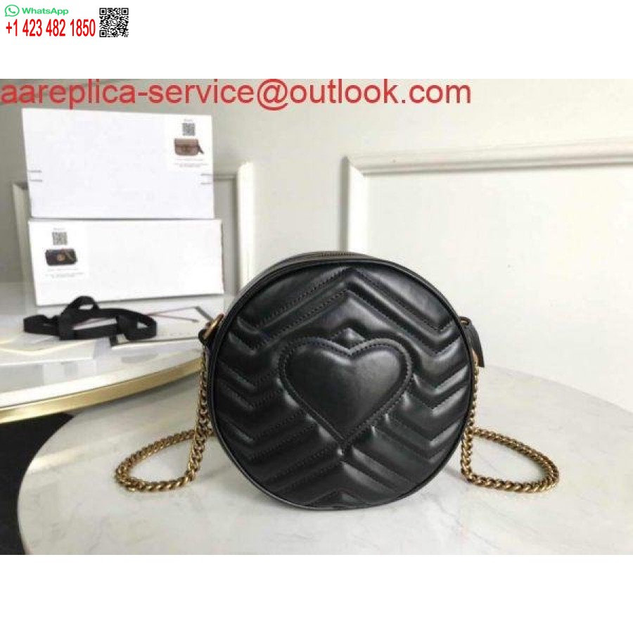 Replica Gucci 550154 Gg Marmont Mini Rund Skuldertaske Sort