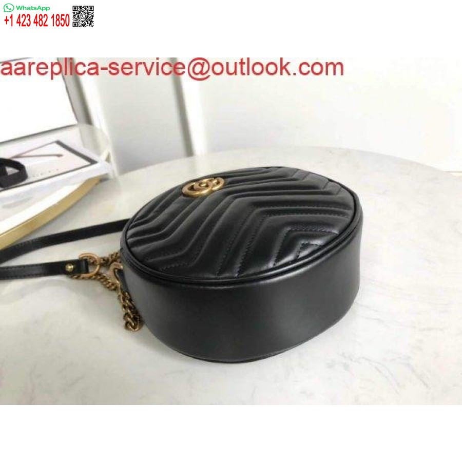 Replica Gucci 550154 Gg Marmont Mini Rund Skuldertaske Sort