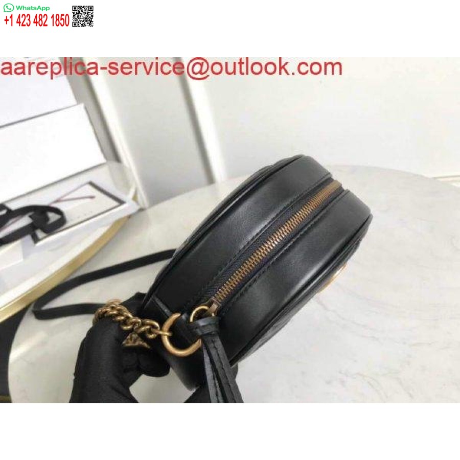 Replica Gucci 550154 Gg Marmont Mini Rund Skuldertaske Sort