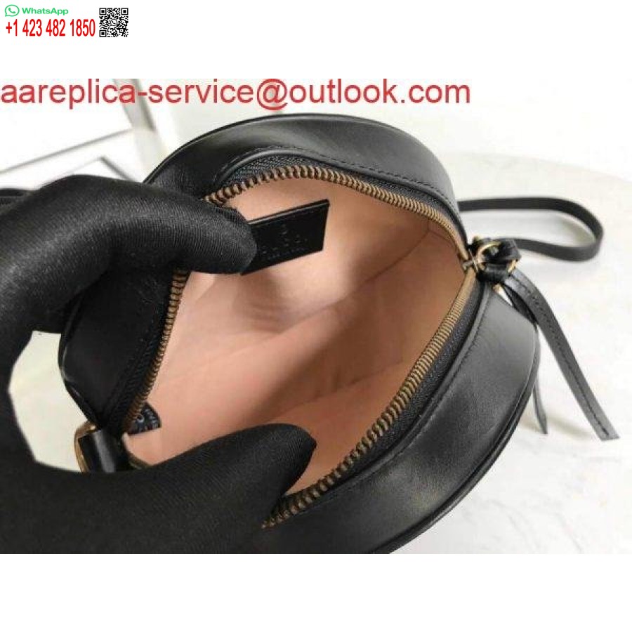 Replica Gucci 550154 Gg Marmont Mini Rund Skuldertaske Sort