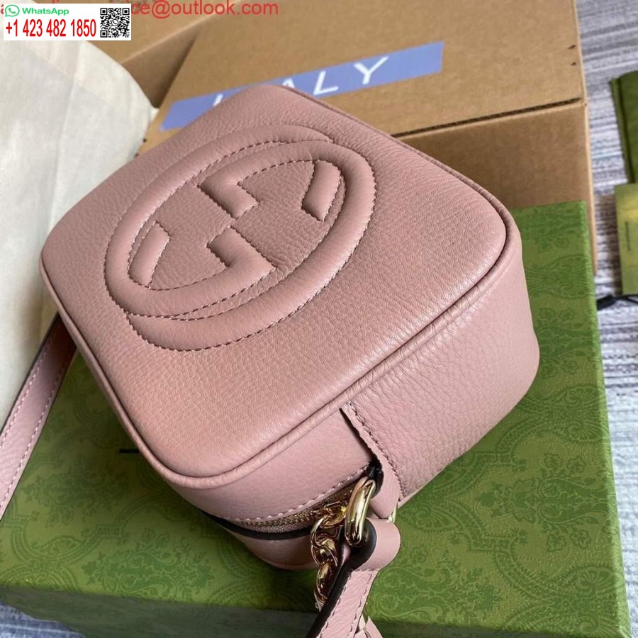 Replik Gucci 308364 Soho Kleine Leder-Umhängetaschen Disco-Tasche Rosa