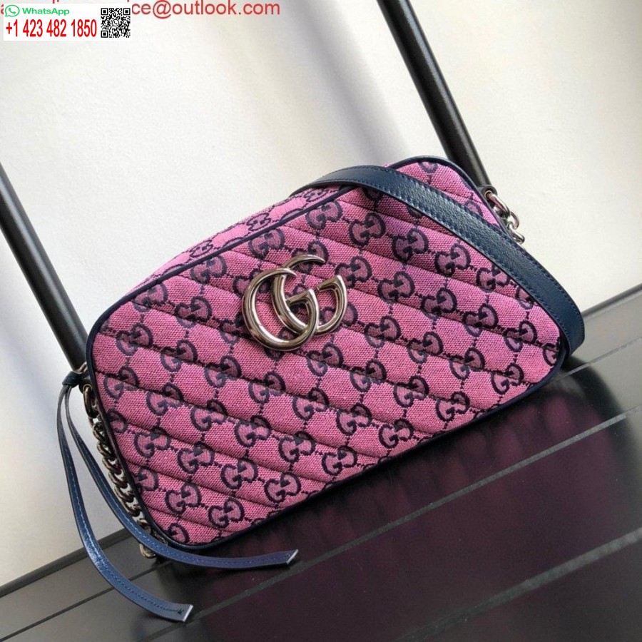 Replica Gucci 447632 Gg Marmont Borsa A Tracolla Piccola Multicolore Viola