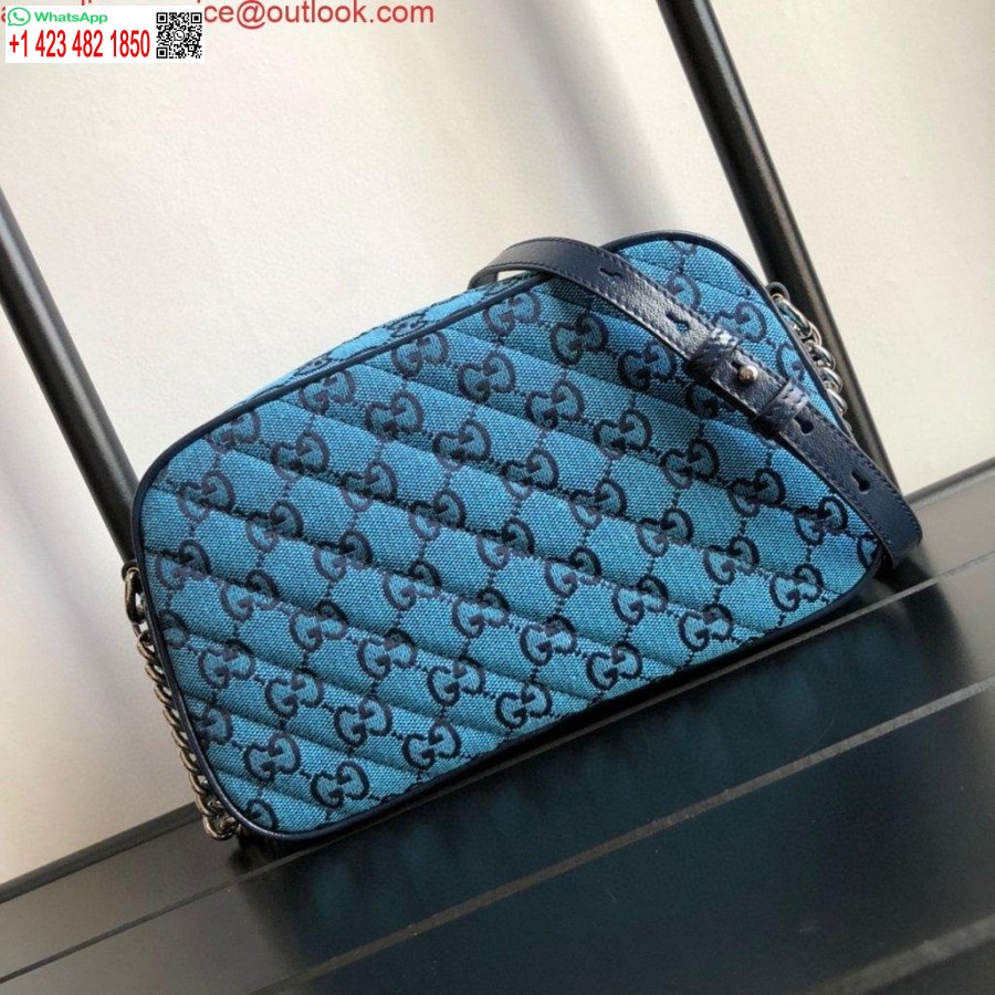 Replik Gucci 447632 GG Marmont Mehrfarbige Kleine Umhängetasche Blau