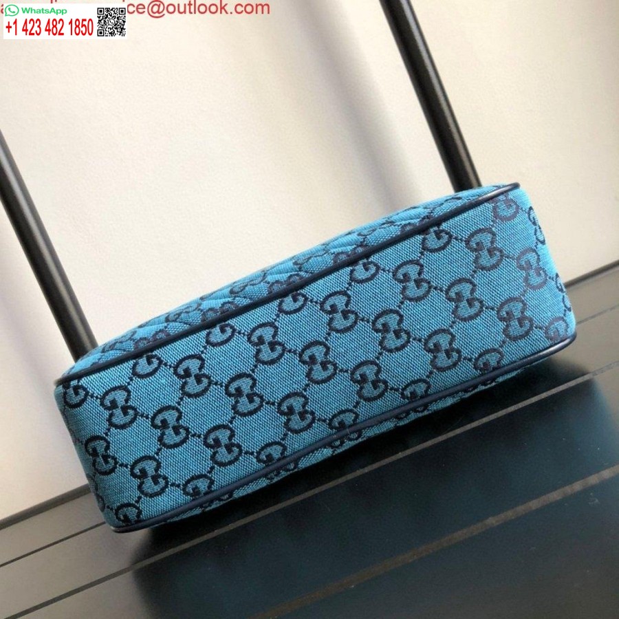 Replik Gucci 447632 GG Marmont Mehrfarbige Kleine Umhängetasche Blau
