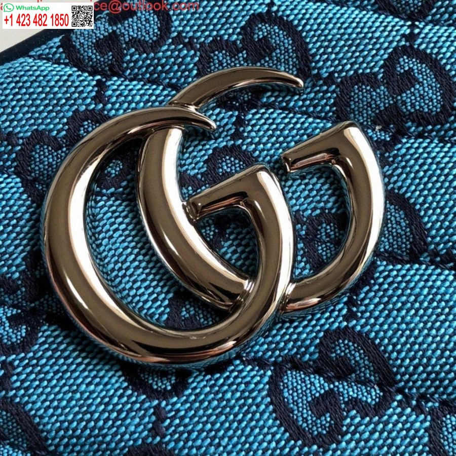 Replik Gucci 447632 GG Marmont Mehrfarbige Kleine Umhängetasche Blau
