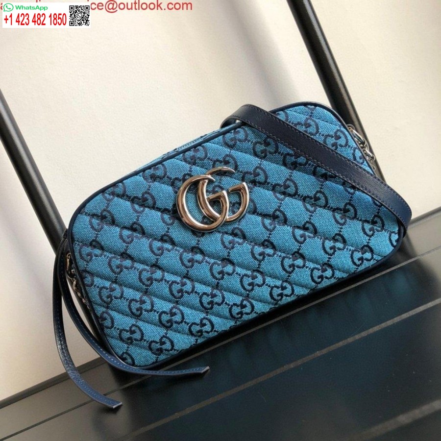 Replica Gucci 447632 Gg Marmont Borsa A Tracolla Piccola Multicolore Blu