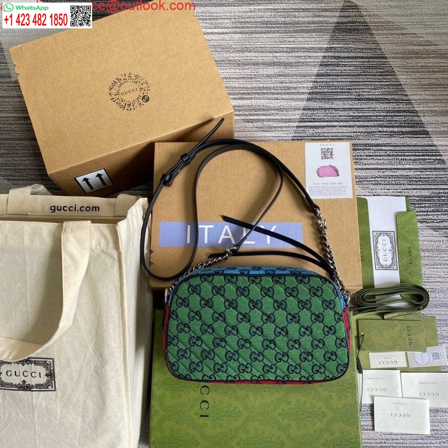 Replica Gucci 447632 Gg Marmont Borsa A Tracolla Piccola Multicolor Viola E Verde