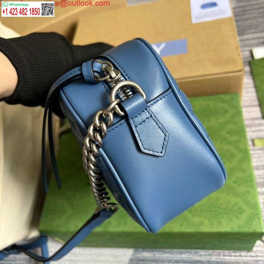 реплика Gucci 447632 Gg Marmont Matelassé чанта през рамо синя