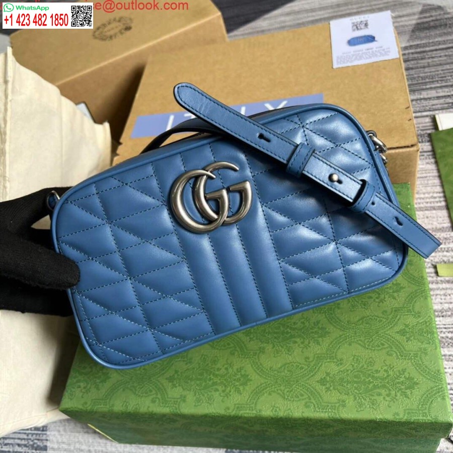 реплика Gucci 447632 Gg Marmont Matelassé чанта през рамо синя