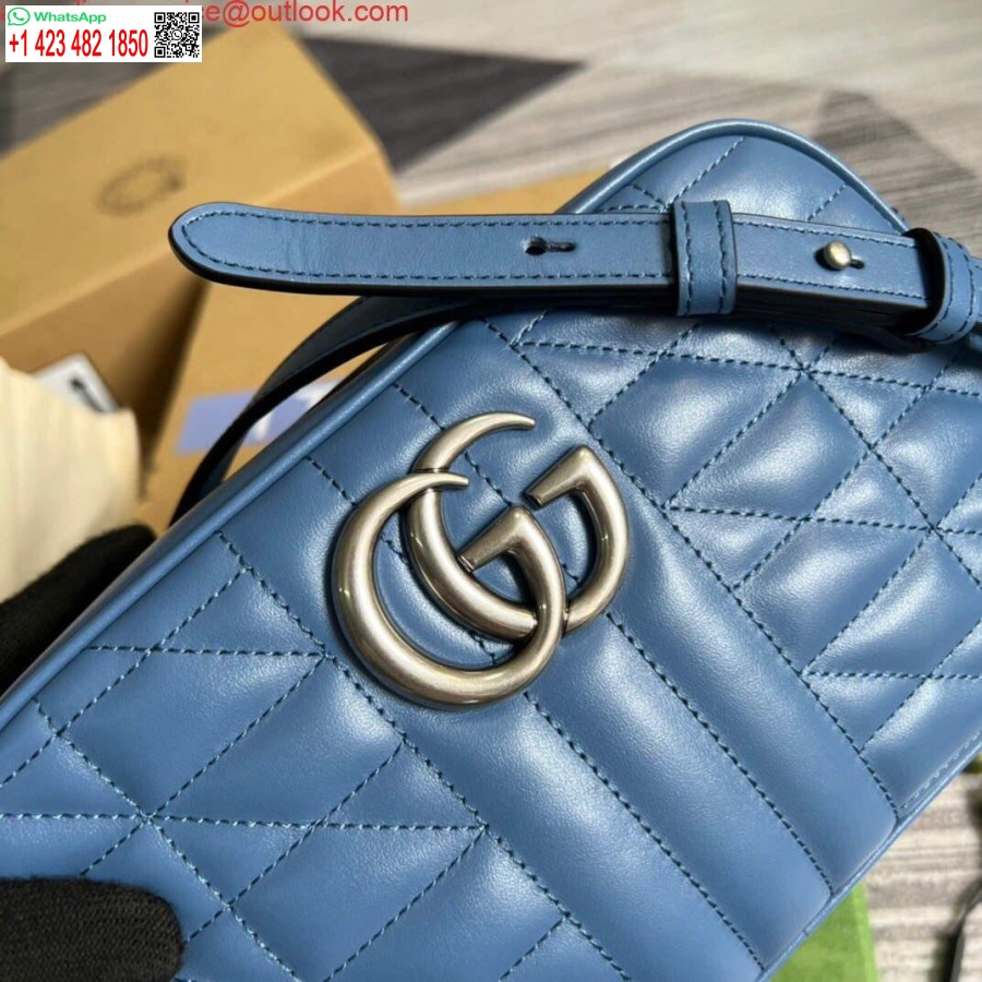 реплика Gucci 447632 Gg Marmont Matelassé чанта през рамо синя