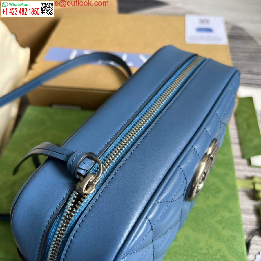 реплика Gucci 447632 Gg Marmont Matelassé чанта през рамо синя