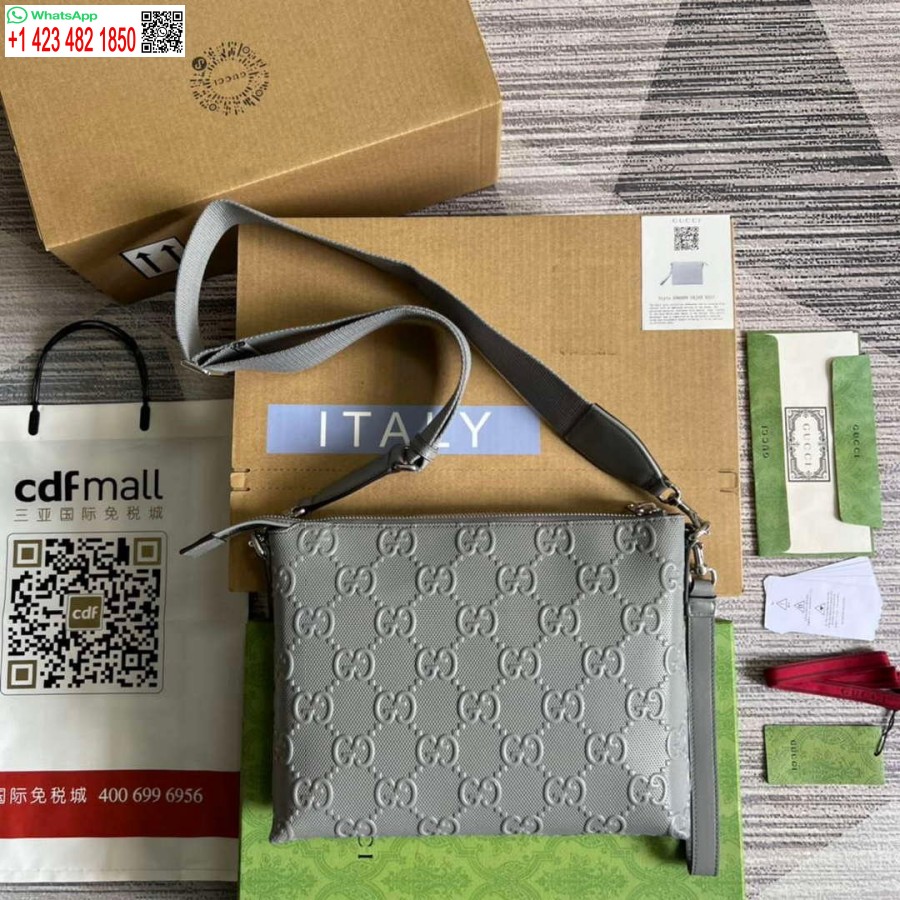 Replika Gucci 696009 Gg Embosovaná Stredná Messenger Taška šedá