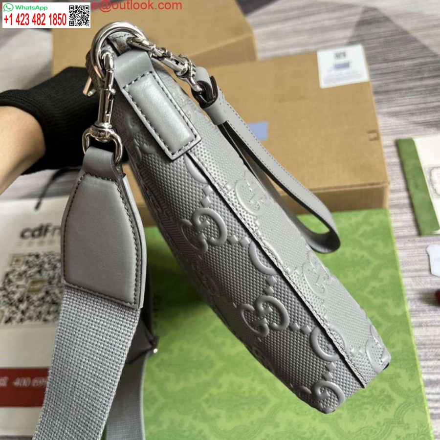 Replika Gucci 696009 Gg Embosovaná Stredná Messenger Taška šedá