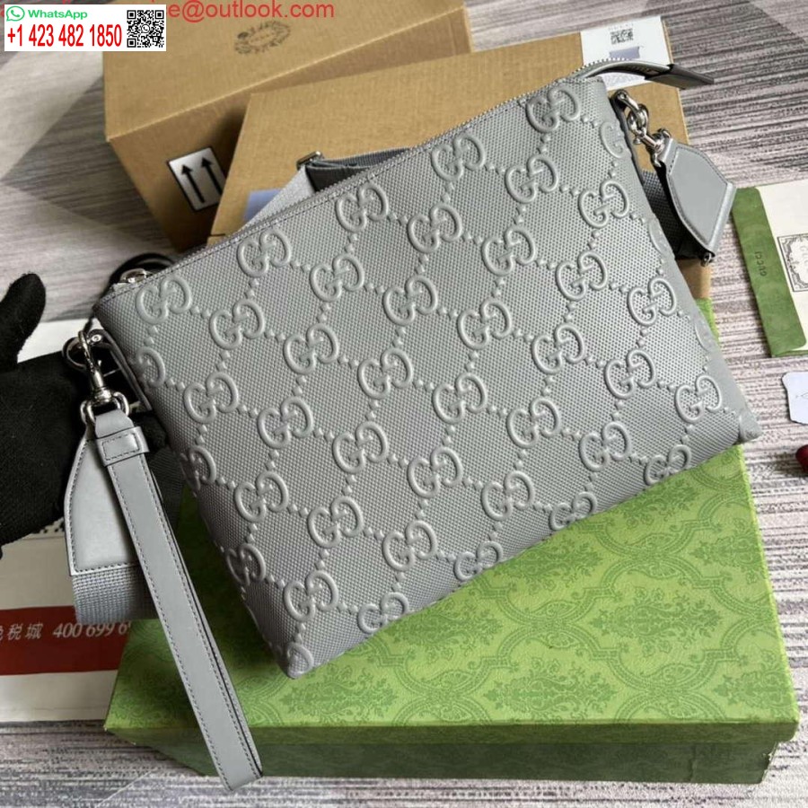 Replika Gucci 696009 Gg Embosovaná Stredná Messenger Taška šedá