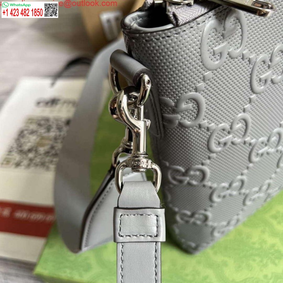 Replika Gucci 696009 Gg Embosovaná Stredná Messenger Taška šedá