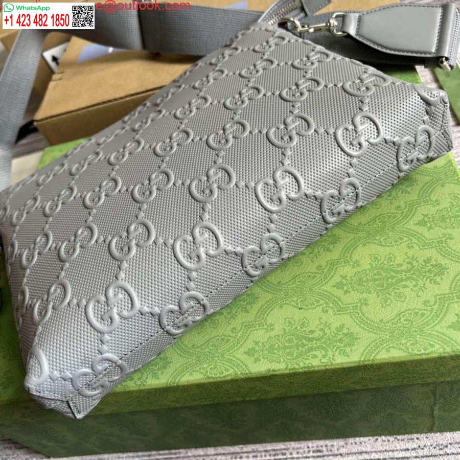 Replika Gucci 696009 Gg Embosovaná Stredná Messenger Taška šedá
