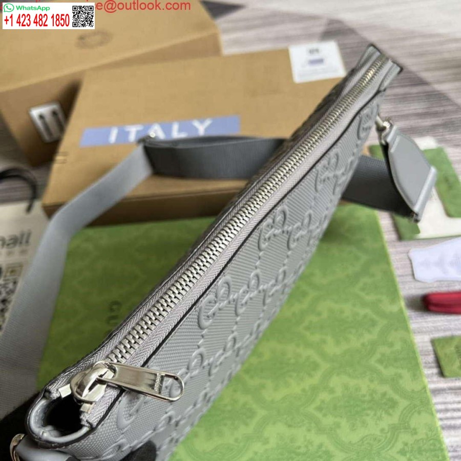 Replika Gucci 696009 Gg Embosovaná Stredná Messenger Taška šedá
