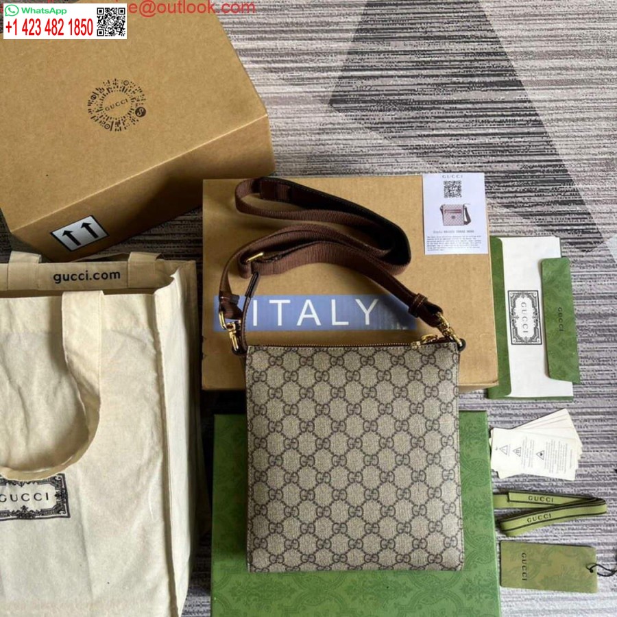 Replika Gucci 681021 Gg Najwyższa Torba Kurierska Brązowa