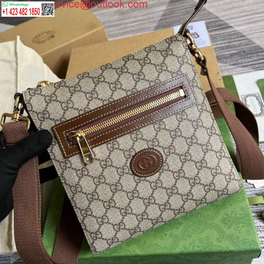 Replika Gucci 681021 Gg Najwyższa Torba Kurierska Brązowa